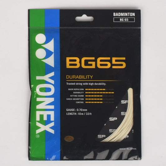 YONEX BADMINTON STRING - BG 65 0.7mm Thickness 10M Length Durable Gut for Training Amber | Yonex Badminton String | Badminton String
