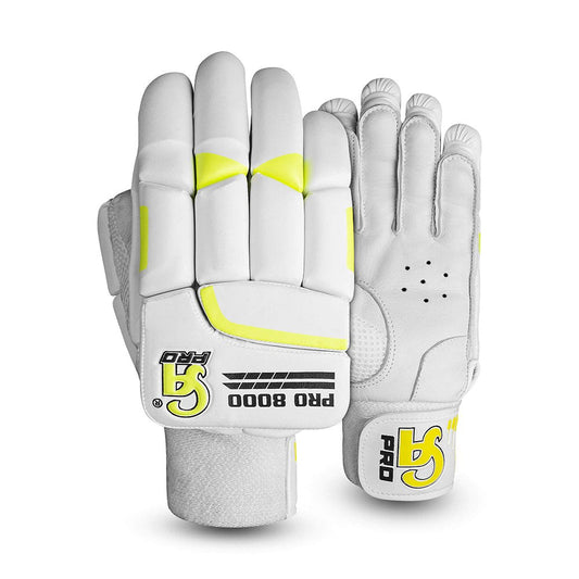 CA Cricket Batting Gloves - Pro 8000 For Adults - Left Handed White/Yellow | CA Cricket Batting Gloves | Cricket