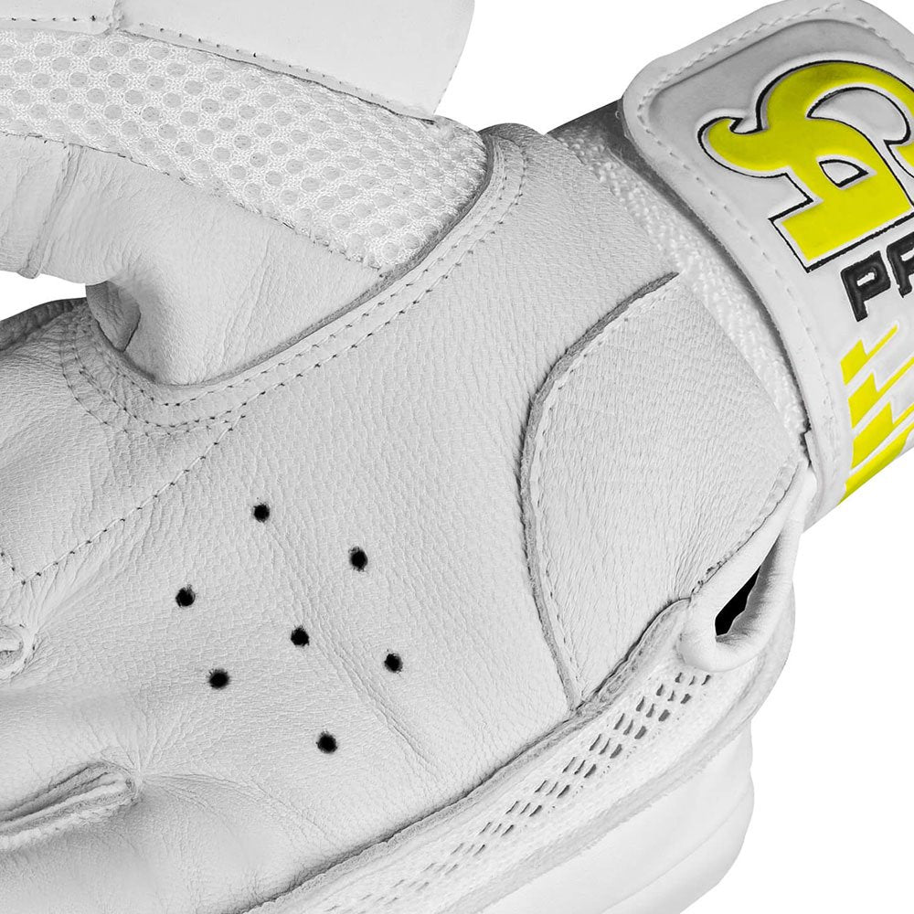 CA Cricket Batting Gloves - Pro 8000 For Adults - Left Handed White/Yellow | CA Cricket Batting Gloves | Cricket