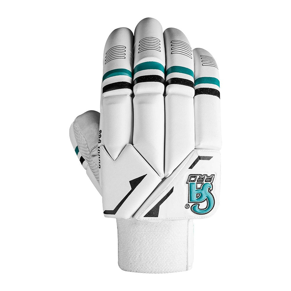 CA Cricket Batting Gloves - Pro 10000 For Adults - Right Handed White/Cyan | CA Cricket Batting Gloves | Cricket
