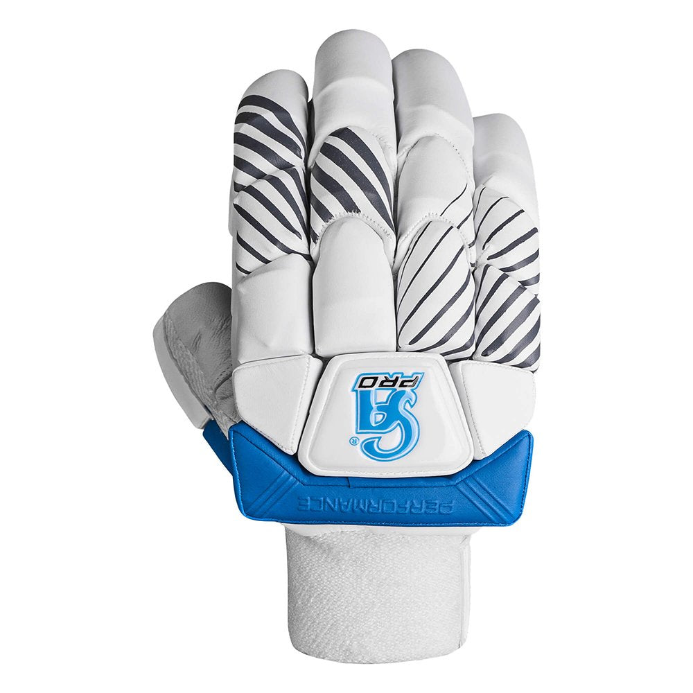 CA Cricket Batting Gloves - Pro Performance For Adults - Right Handed White/Blue | CA Cricket Batting Gloves | Cricket