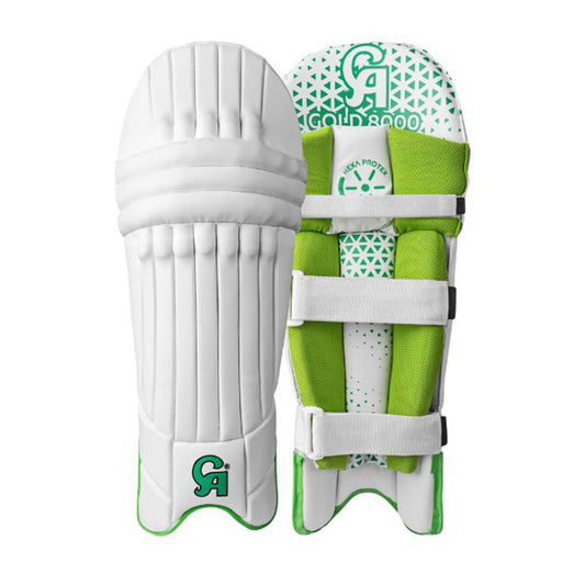 CA Cricket Batting Pad - GOLD 8000 Right Handed White/Green | CA Cricket Batting Pad | Cricket