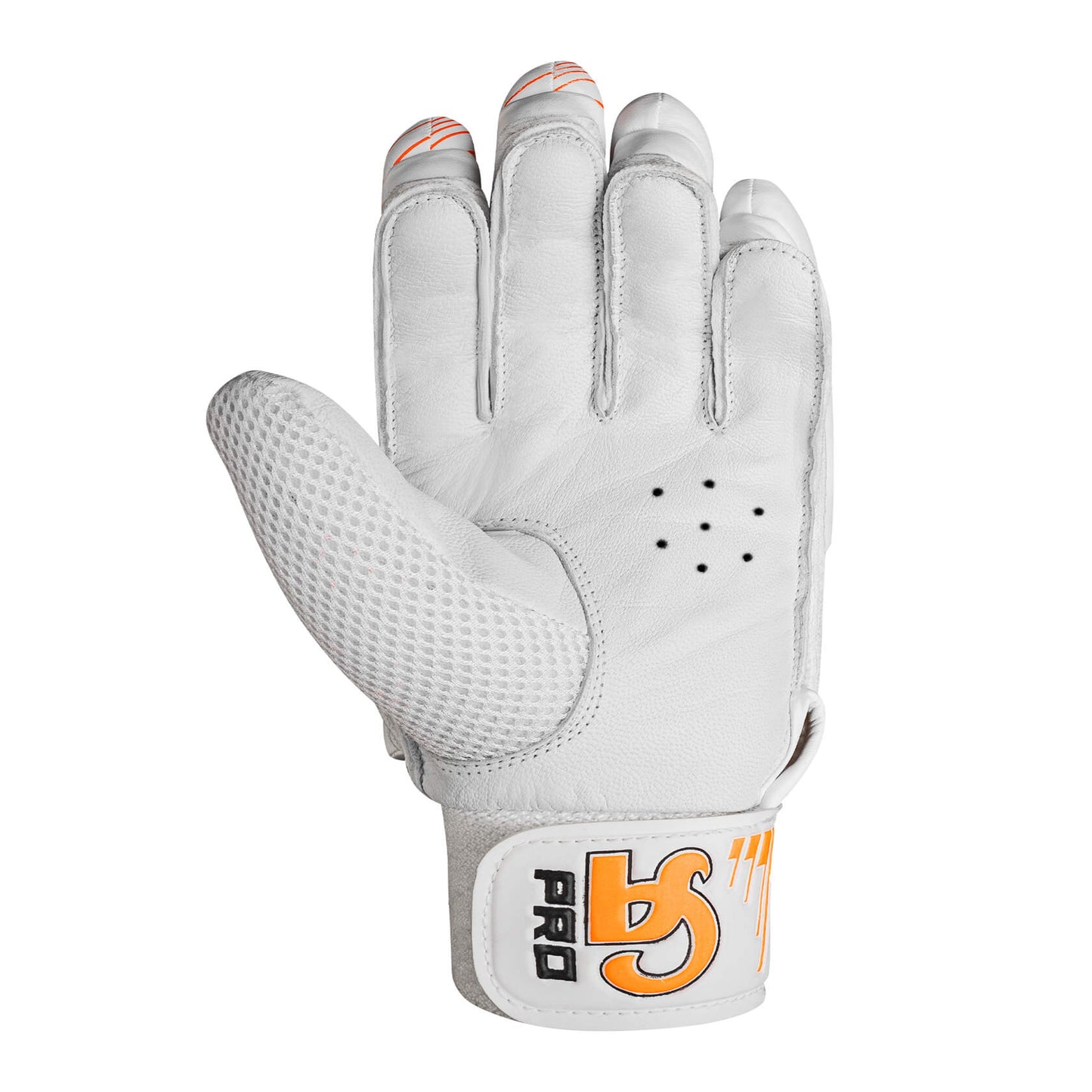 CA Cricket Batting Gloves - PRO 5000 For Adults- Right Handed White/Orange | CA Cricket Batting Gloves | Cricket