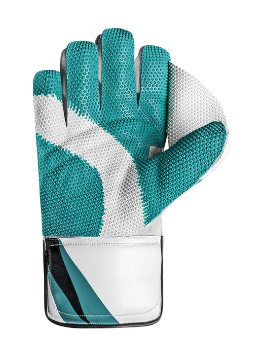 CA Cricket Wicket Keeping Gloves - PRO 10000 Right Handed White/Cyan | CA Cricket Batting Gloves | Cricket