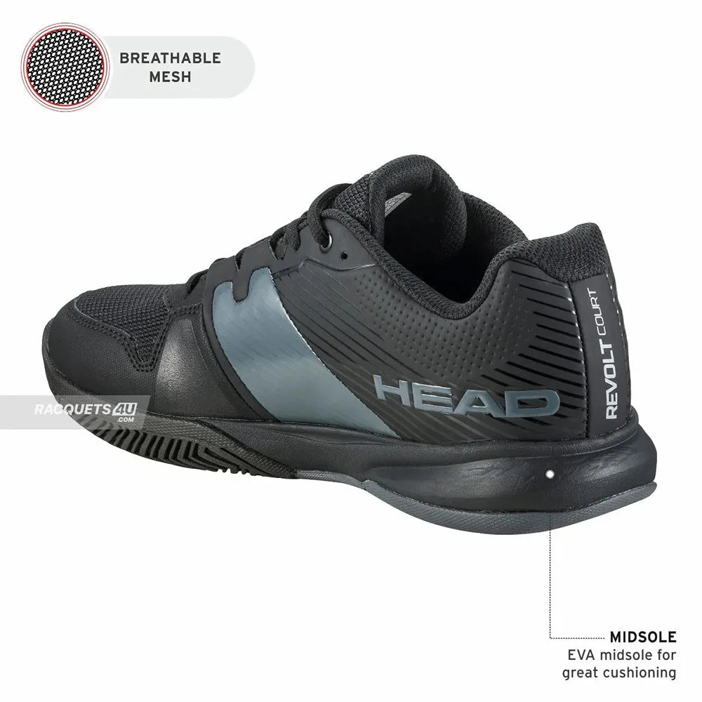 Head Tennis Shoes Mens Revolt Court - Black/Gray | Head Tennis Shoes Mens | Tennis Shoes