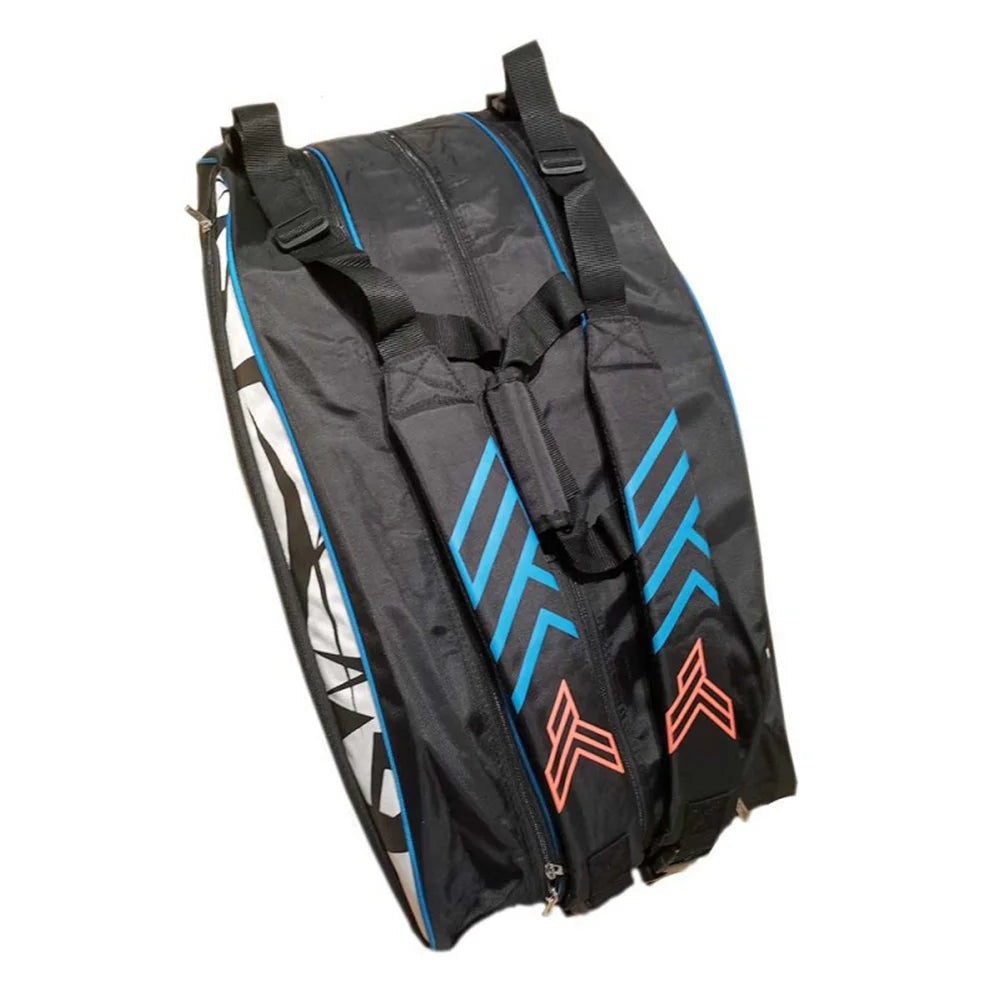 KUMPOO Badminton Kit Bag - Kevlar 16X 3-Compartment 6-Rackets Black/Blue | Kumpoo Badminton Racket Bag | Badminton Racket Bag