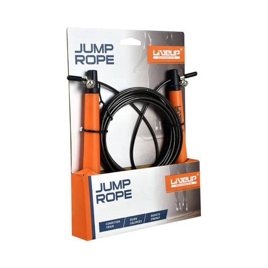 Liveup Steel Wire With Plastic Handle Orange/Black- LS3122 | Liveup Skipping Jump Rope | Skipping Jump Rope