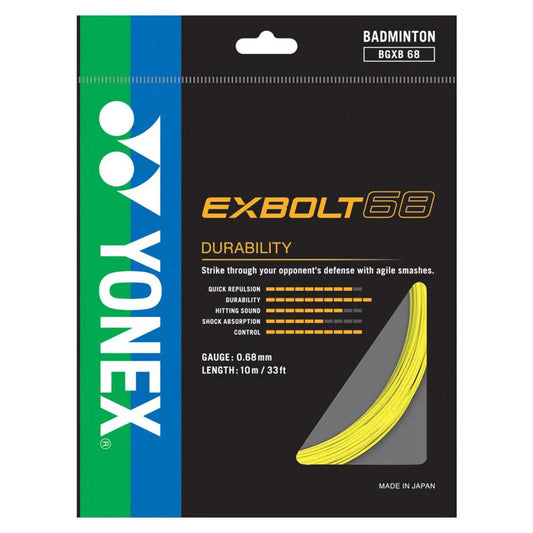 Yonex Badminton String - BG Exbolt 68 - Yellow | Yonex Badminton String | Badminton String