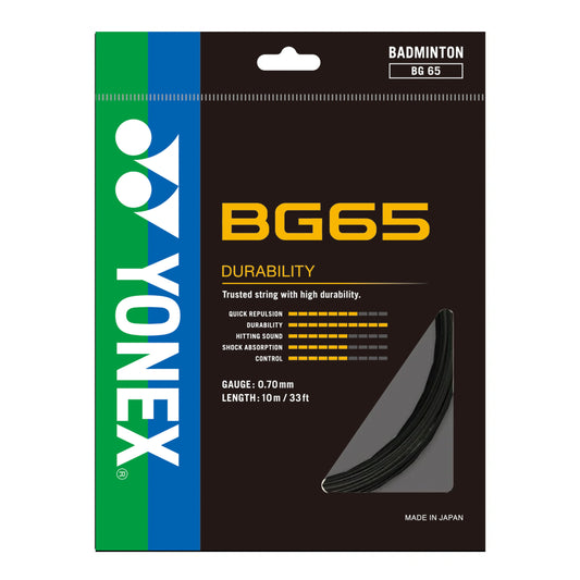 YONEX Badminton String - BG 65 - Black | Yonex Badminton String | Badminton String