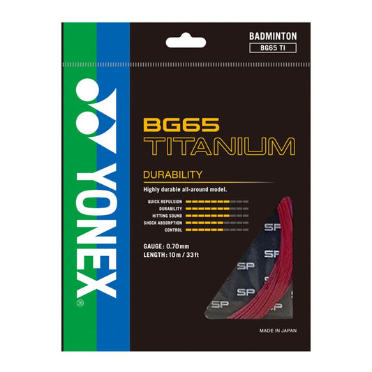 Yonex Badminton String - BG 65 Titanium - For Hard Hitters - Red | Yonex Badminton String | Badminton String