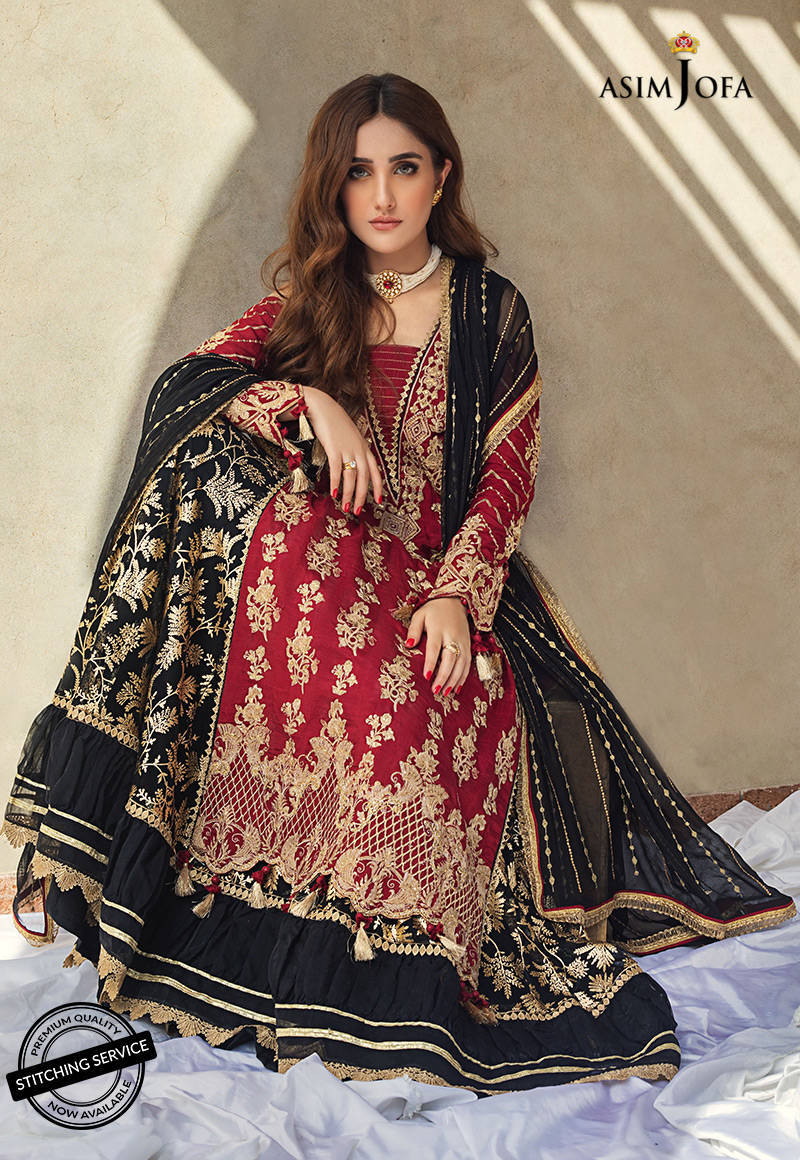 AJLE-11 | Asim Jofa Chiffon Collection 2021 Limited Edition | Unstitched Embroidered Chiffon Suits