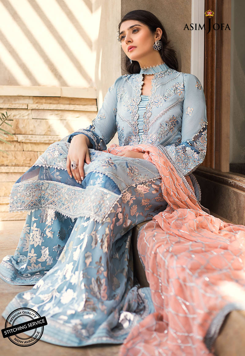 AJLE-02 | Asim Jofa Chiffon Collection 2021 Limited Edition | Unstitched Embroidered Chiffon Suits