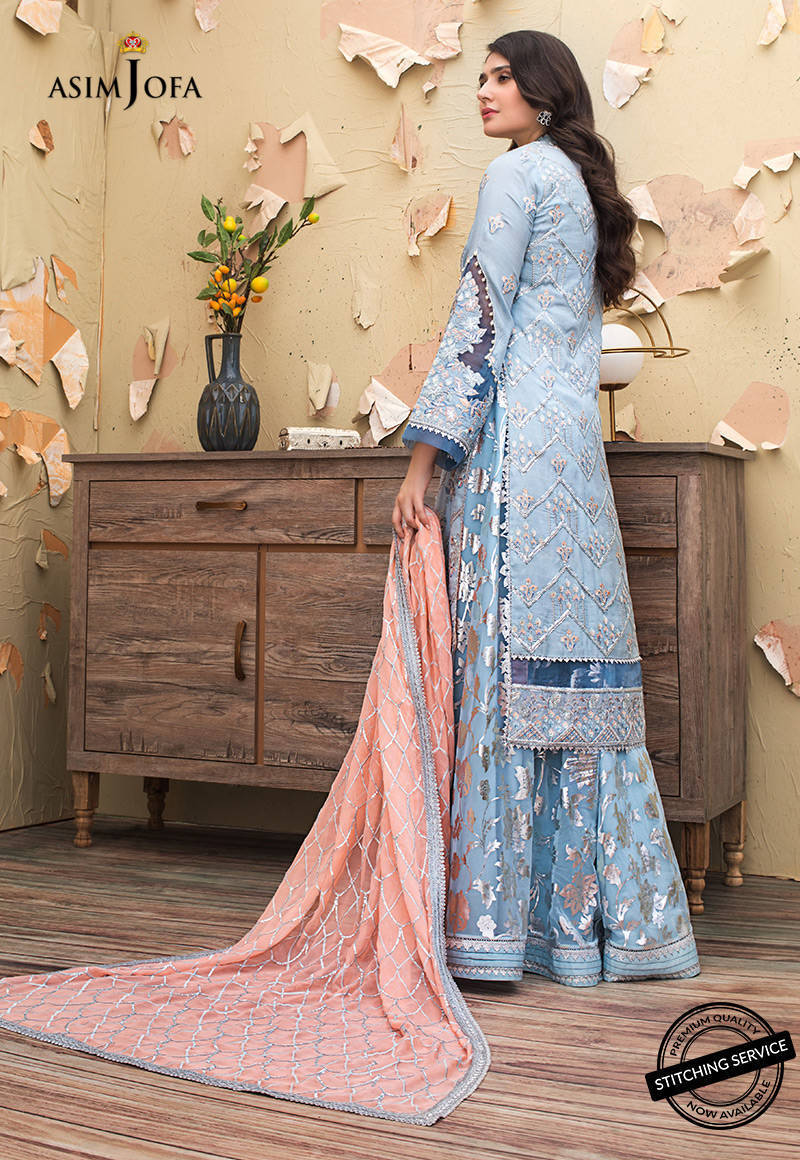 AJLE-02 | Asim Jofa Chiffon Collection 2021 Limited Edition | Unstitched Embroidered Chiffon Suits