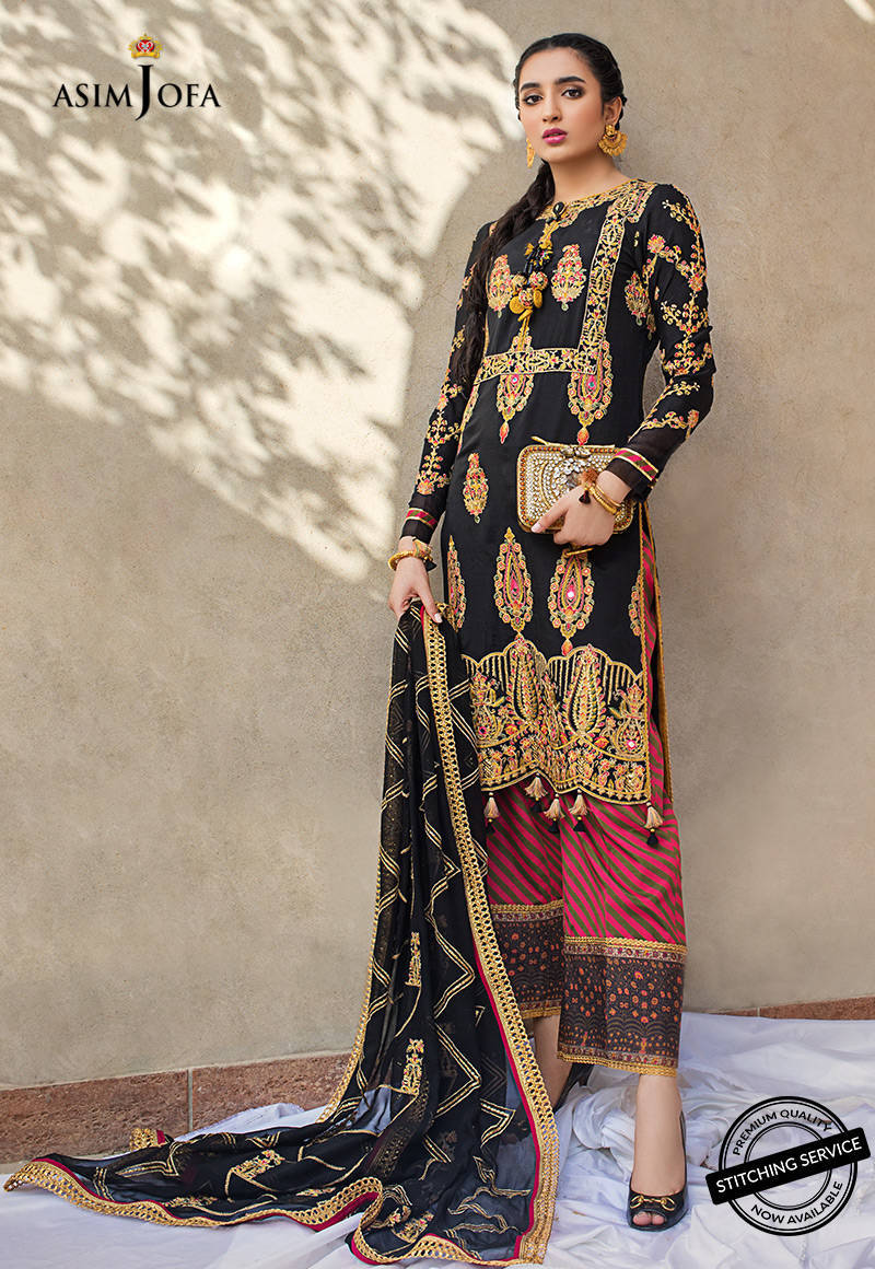 AJLE-15 |  Asim Jofa Chiffon Collection 2021 Limited Edition Vol 2 | Unstitched Embroidered Chiffon Suits