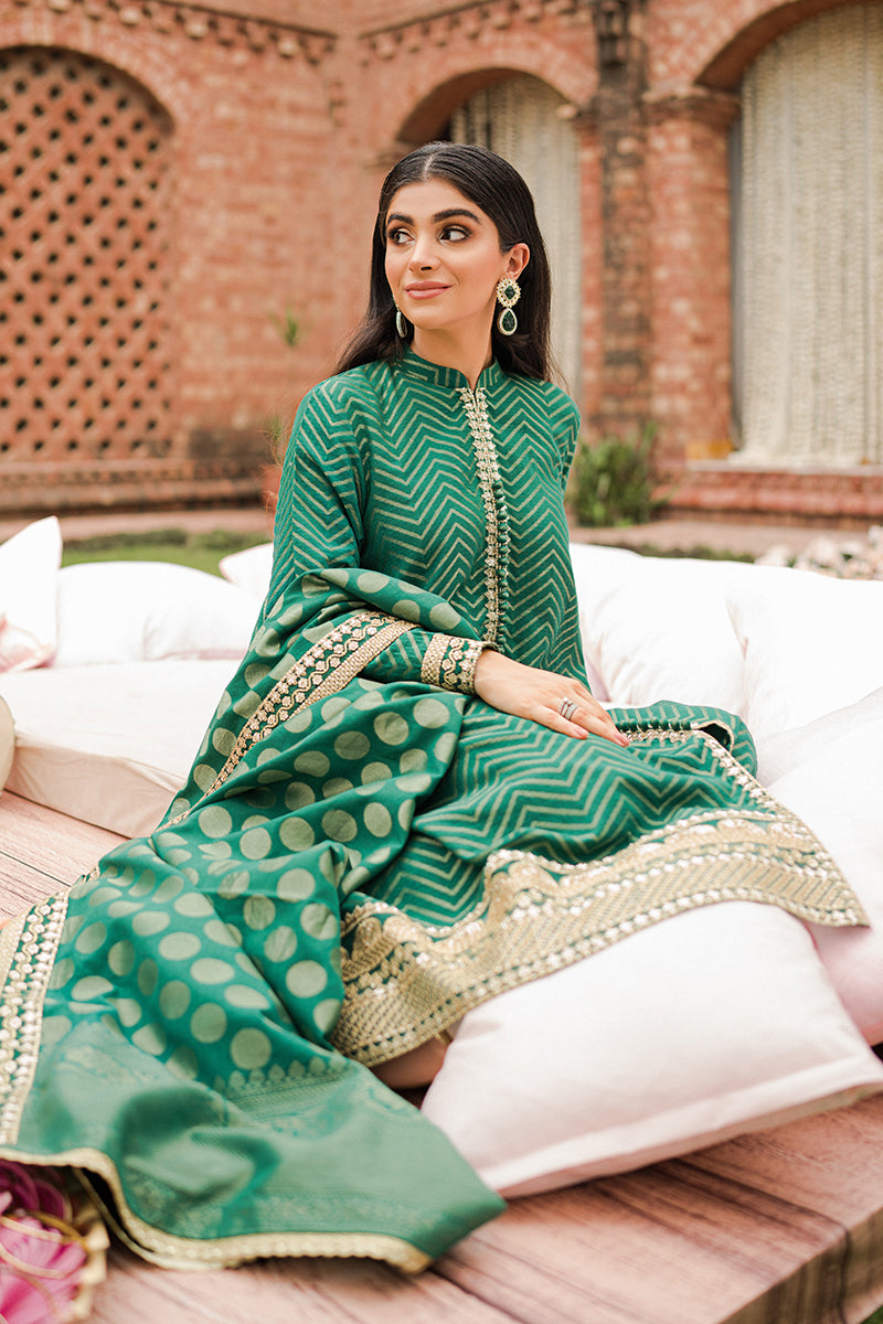 SANG-E YASHM-3PC |  Cross Stitch The Bride Tribe Wedding Festive Collection 2022 | Unstitched Embroidered Jacquard Suits | Cross Stitch 2023