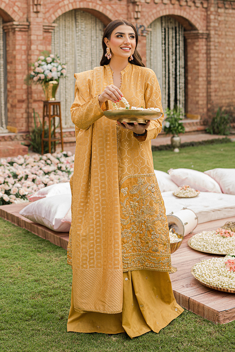 SEER ZARD-3PC |  Cross Stitch The Bride Tribe Wedding Festive Collection 2022 | Unstitched Embroidered Jacquard Suits | Cross Stitch 2023