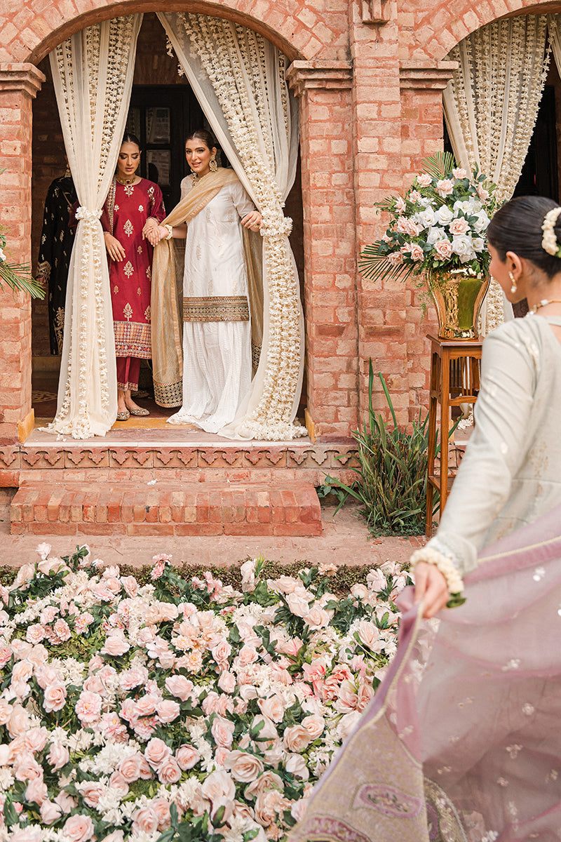 SHAH NOOR-3PC |  Cross Stitch The Bride Tribe Wedding Festive Collection 2022 | Unstitched Embroidered Jacquard Suits.