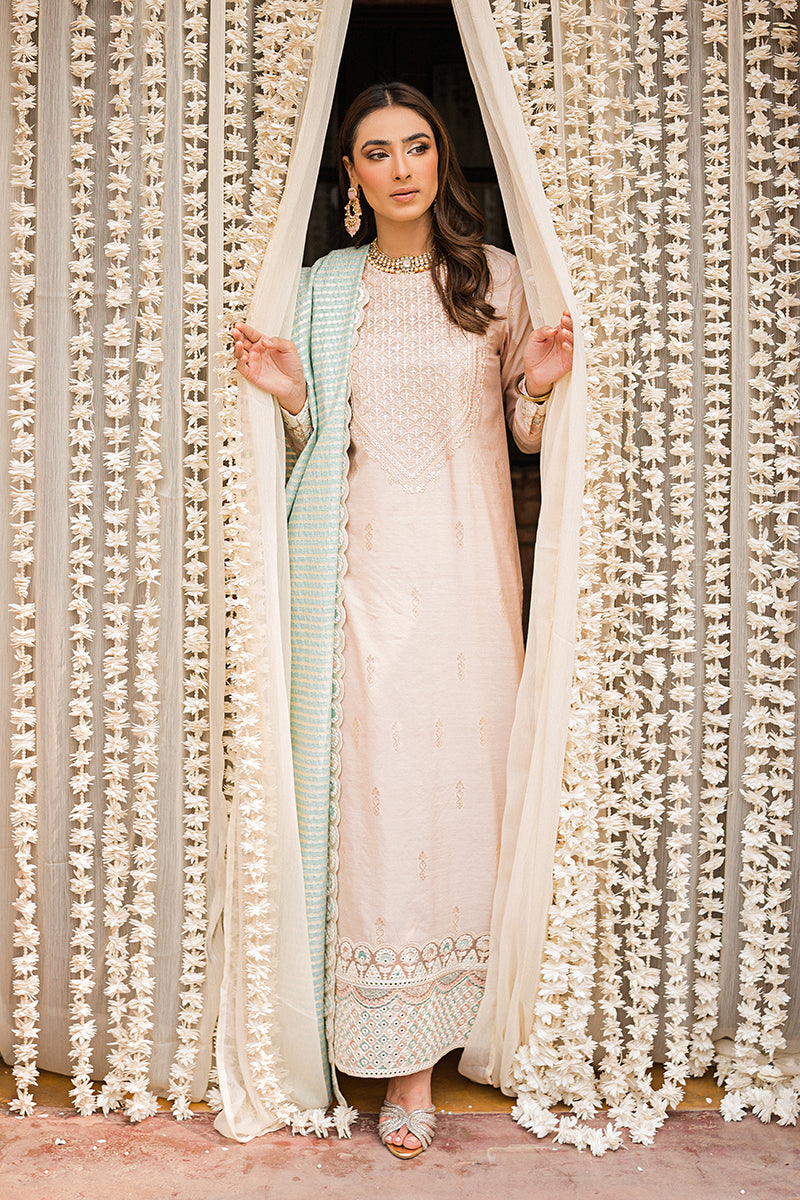 KHUSH REEKHT-3PC |  Cross Stitch The Bride Tribe Wedding Festive Collection 2022 | Unstitched Embroidered Jacquard Suits| Cross Stitch 2023