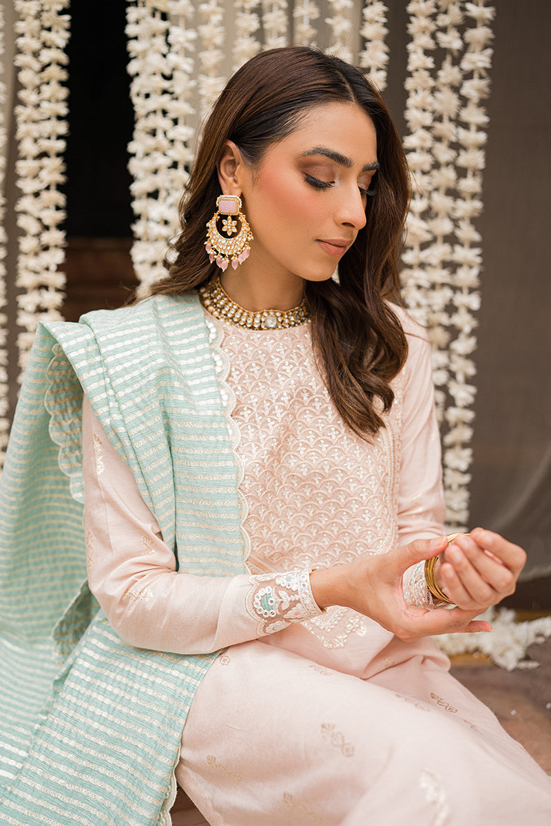 KHUSH REEKHT-3PC |  Cross Stitch The Bride Tribe Wedding Festive Collection 2022 | Unstitched Embroidered Jacquard Suits| Cross Stitch 2023