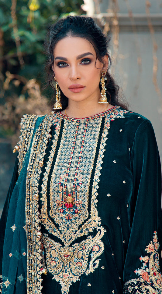 ELLANIE VL121-07 |  Anaya by Kiran Chaudhry Velour De Fete '21 | Unstitched Embroidered Velvet Suits