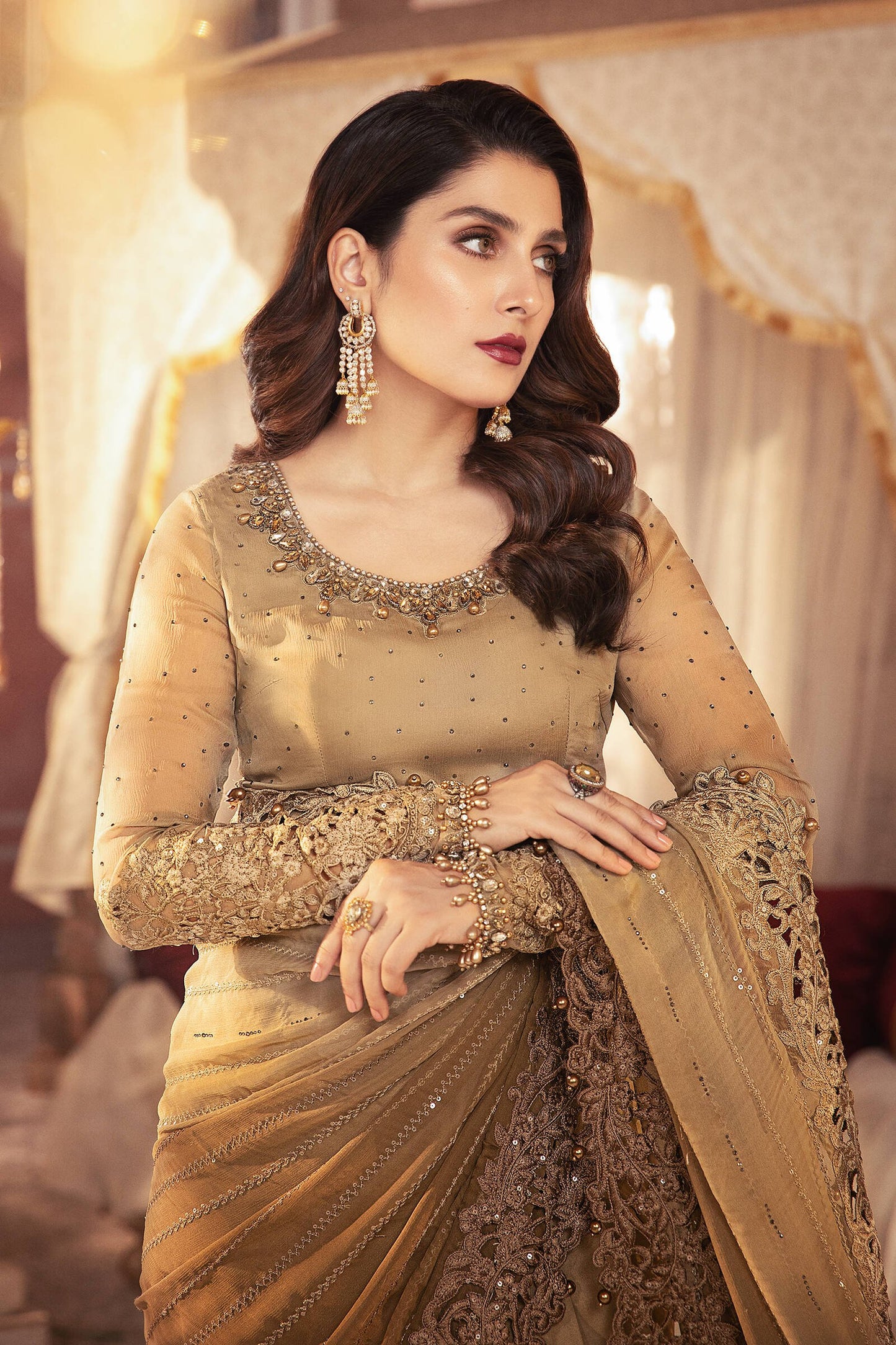 BD-2306 Chocolate Cappuccino | Maria B Mbroidered Winter Wedding Collection 2021 | Unstitched Embroidered Suits