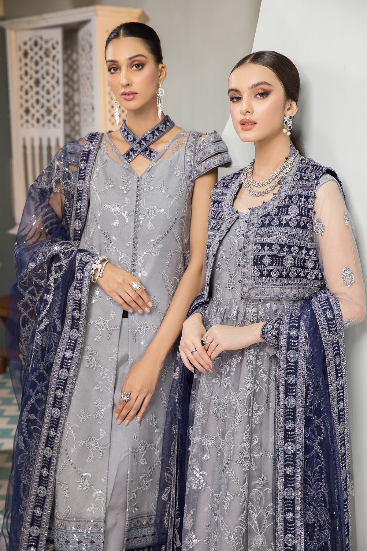 Aks | Alizeh Fashion Vasl-e-Meeras Festive Edition 2022 | Unstitched Embroidered Net Suits