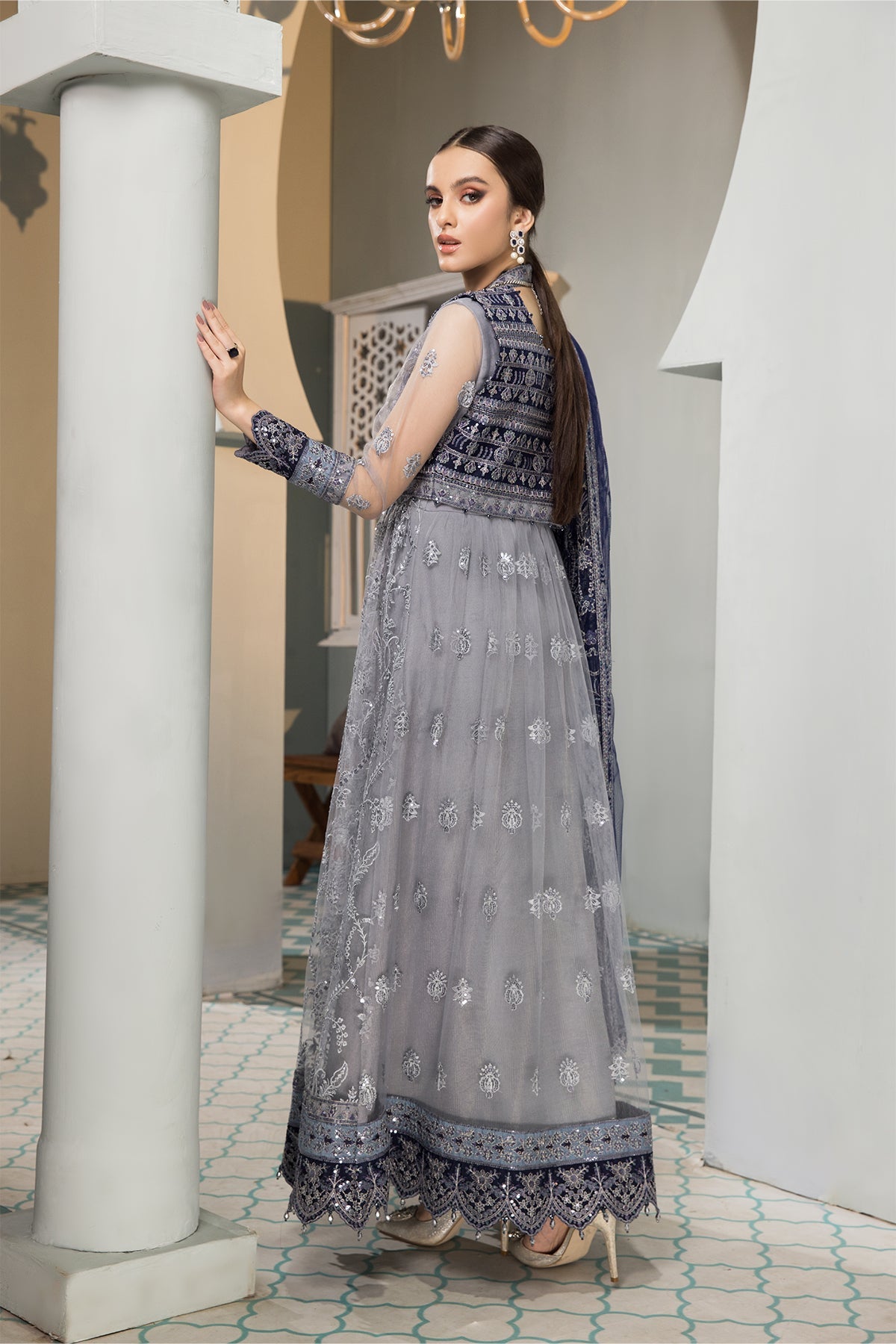 Aks | Alizeh Fashion Vasl-e-Meeras Festive Edition 2022 | Unstitched Embroidered Net Suits