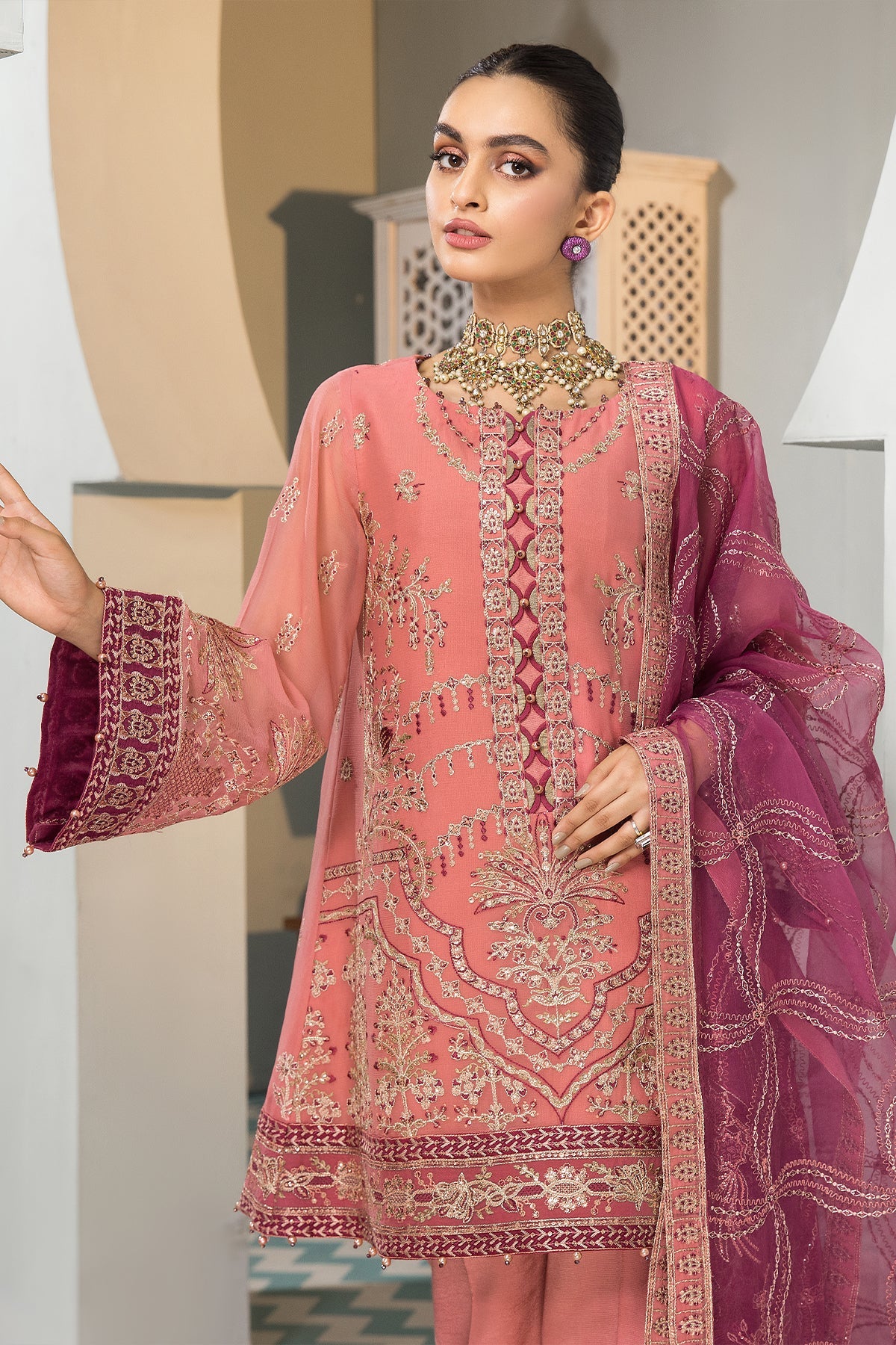 Zeina Alizeh Fashion Vasl-e-Meeras Festive Edition 2022 | Unstitched Embroidered Chiffon Suits