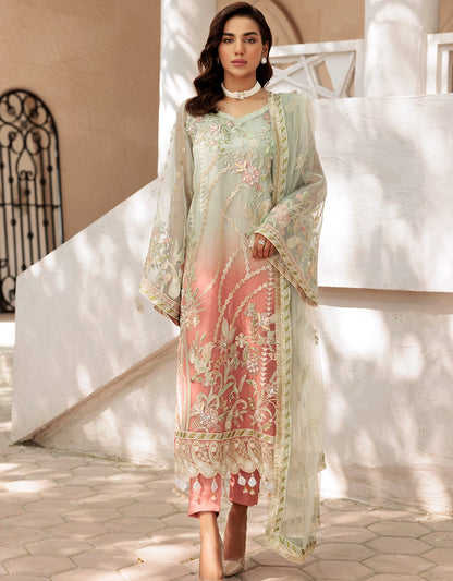 LF 505  | Emaan Adeel Le Festa Premium Collection 2022 Vol-5 |  Unstitched Embroidered Organza Suit
