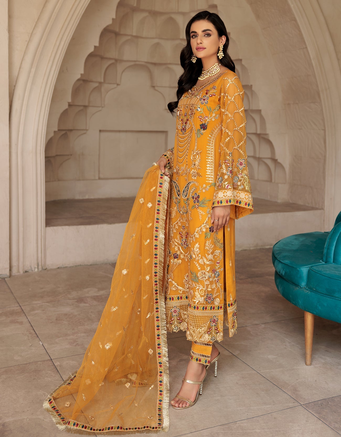 LF 506  | Emaan Adeel Le Festa Premium Collection 2022 Vol-5 |  Unstitched Embroidered Organza Suit