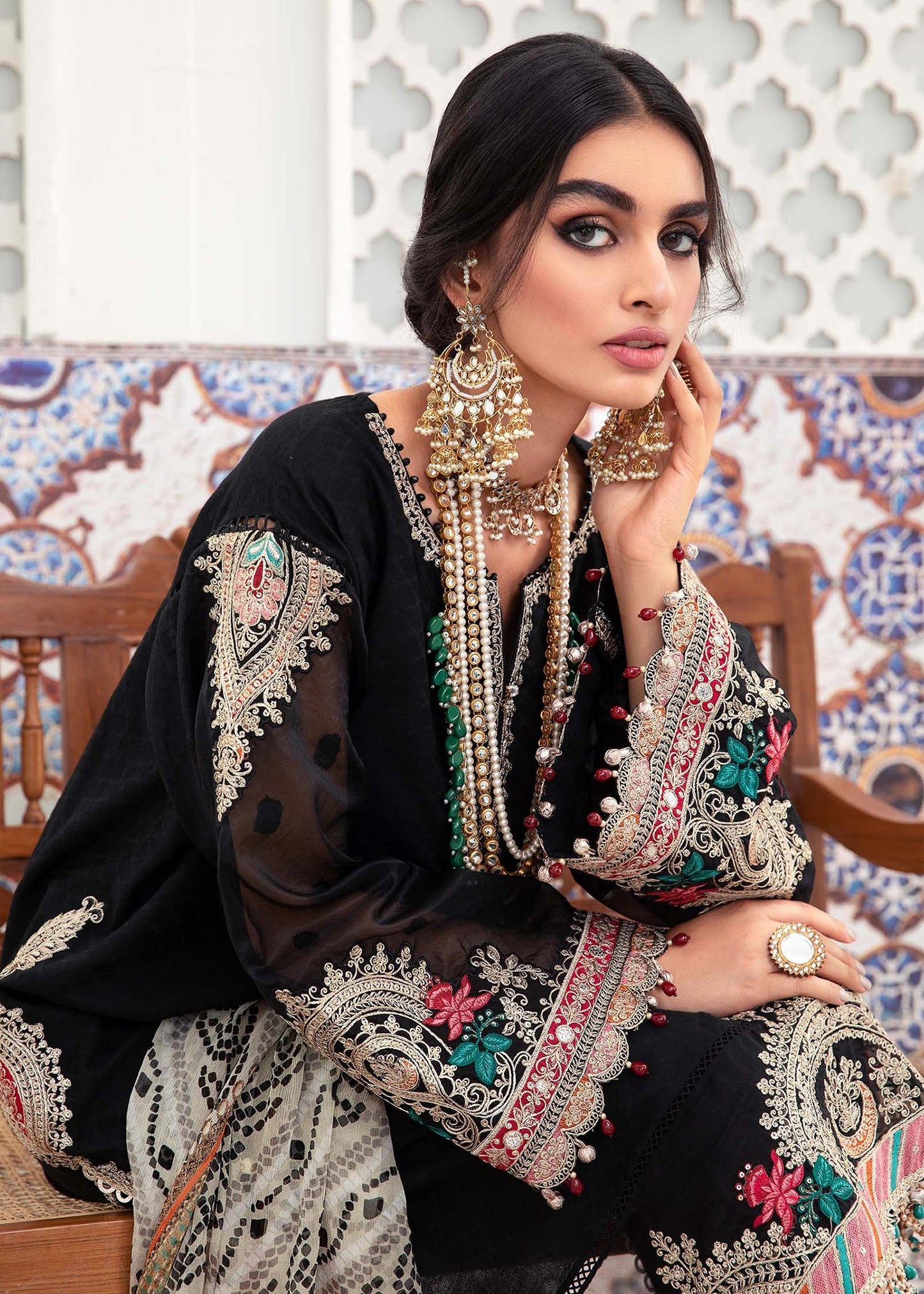 EL-22-07-Black | Maria.B. Lawn Eid Collection 2022 | Unstitched Embroidered Lawn Suit