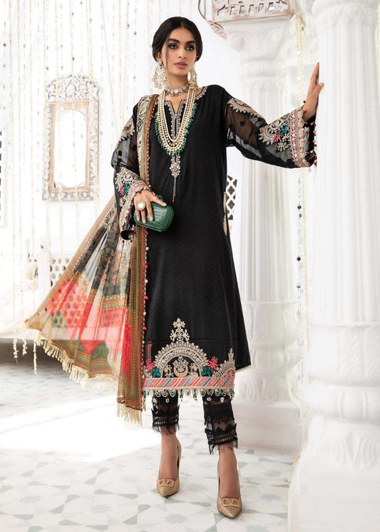 EL-22-07-Black | Maria.B. Lawn Eid Collection 2022 | Unstitched Embroidered Lawn Suit