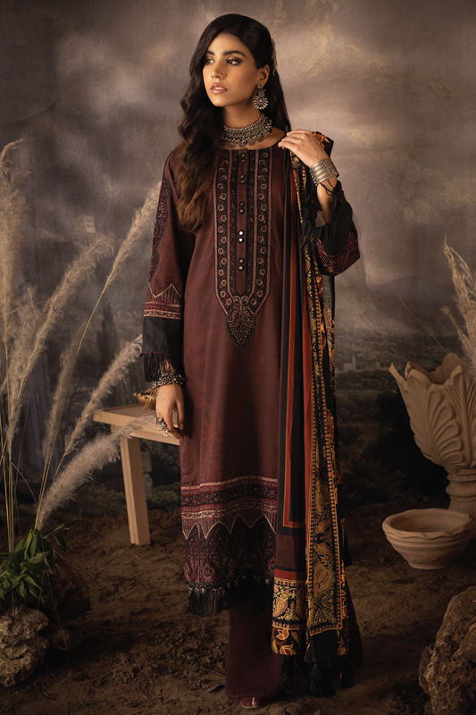ILC-09 IBA -3PC | Iznik Zarafshan Linen Collection 2021 | Unstitched Embroidered Linen Organza Suits