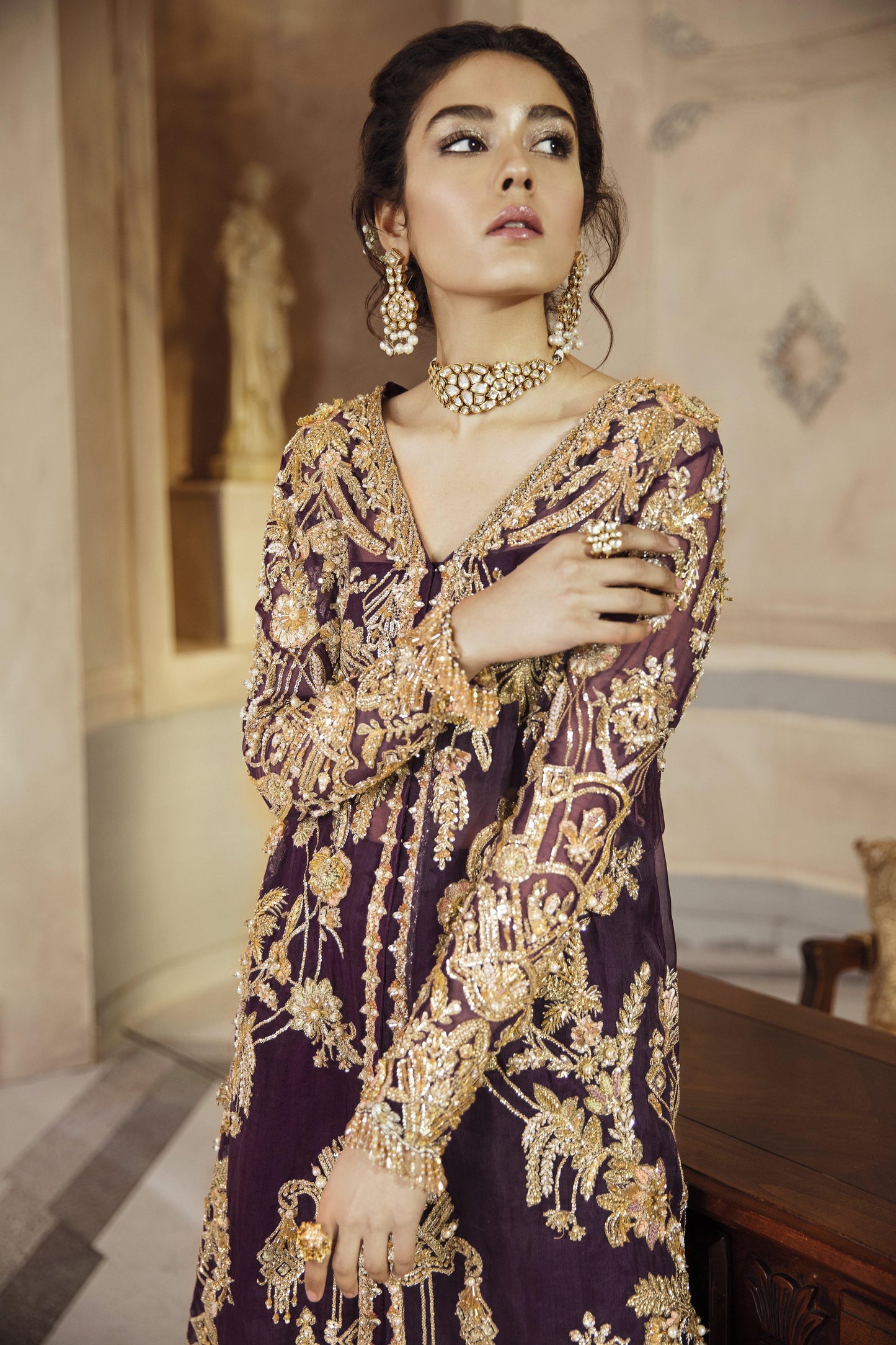 AUBERGINE | Suffuse Aab-e-Zar Luxury Wedding Collection 2019 | Stitched RTW Embellishments Suits
