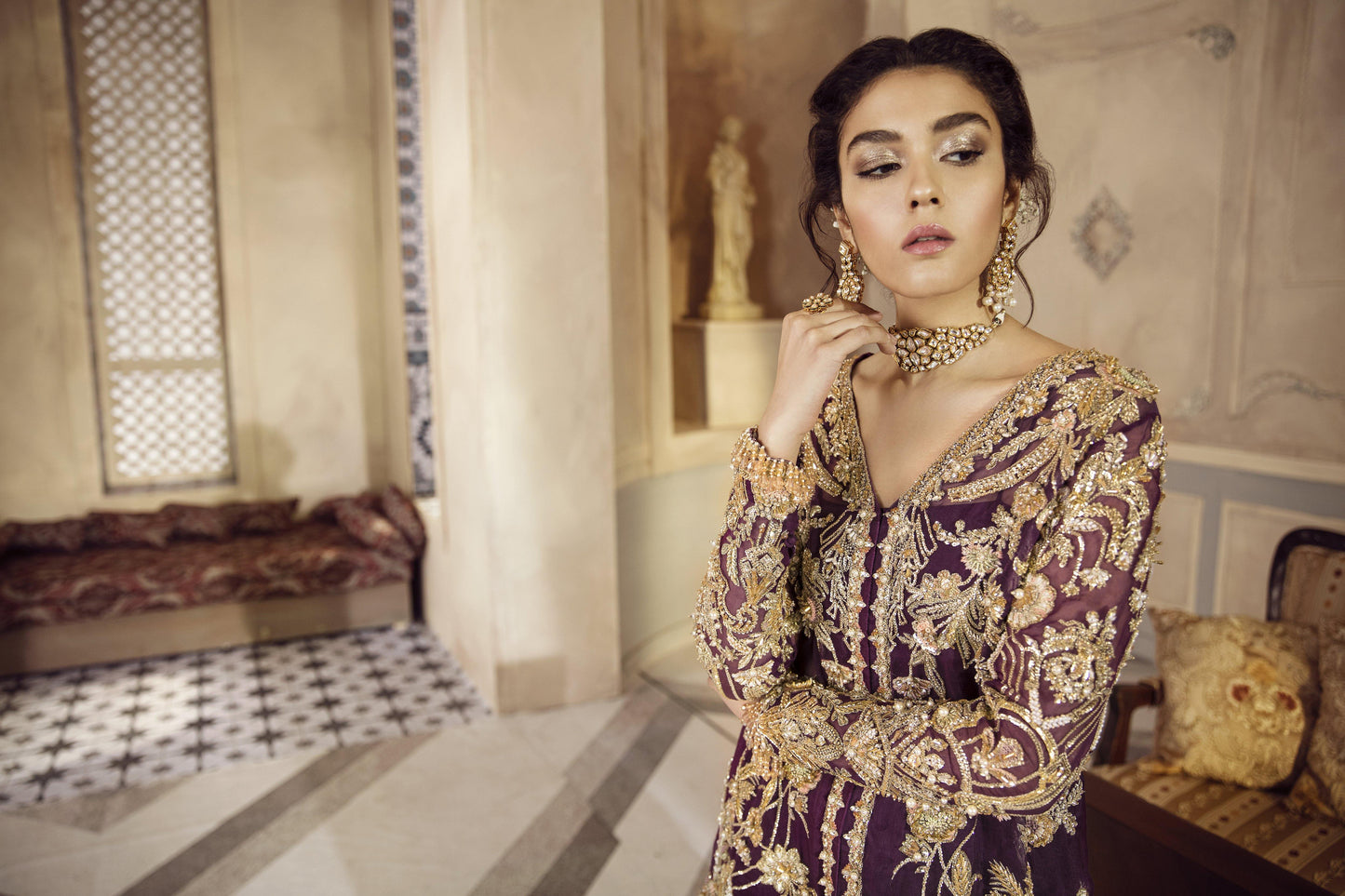 AUBERGINE | Suffuse Aab-e-Zar Luxury Wedding Collection 2019 | Stitched RTW Embellishments Suits