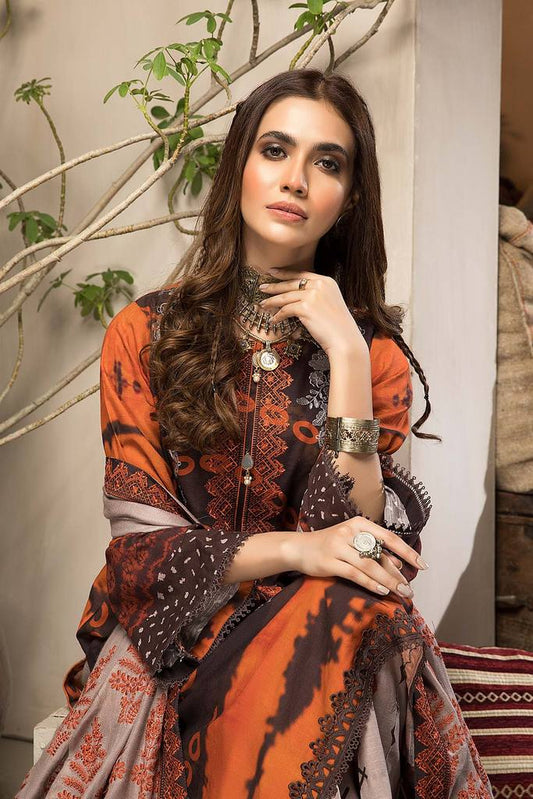CNW-1 | Charizma Naranji Unstitched Embroidered Khaddar With Embroidered Shawl Vol-1 Collection | Unstitched Embroidered Suit