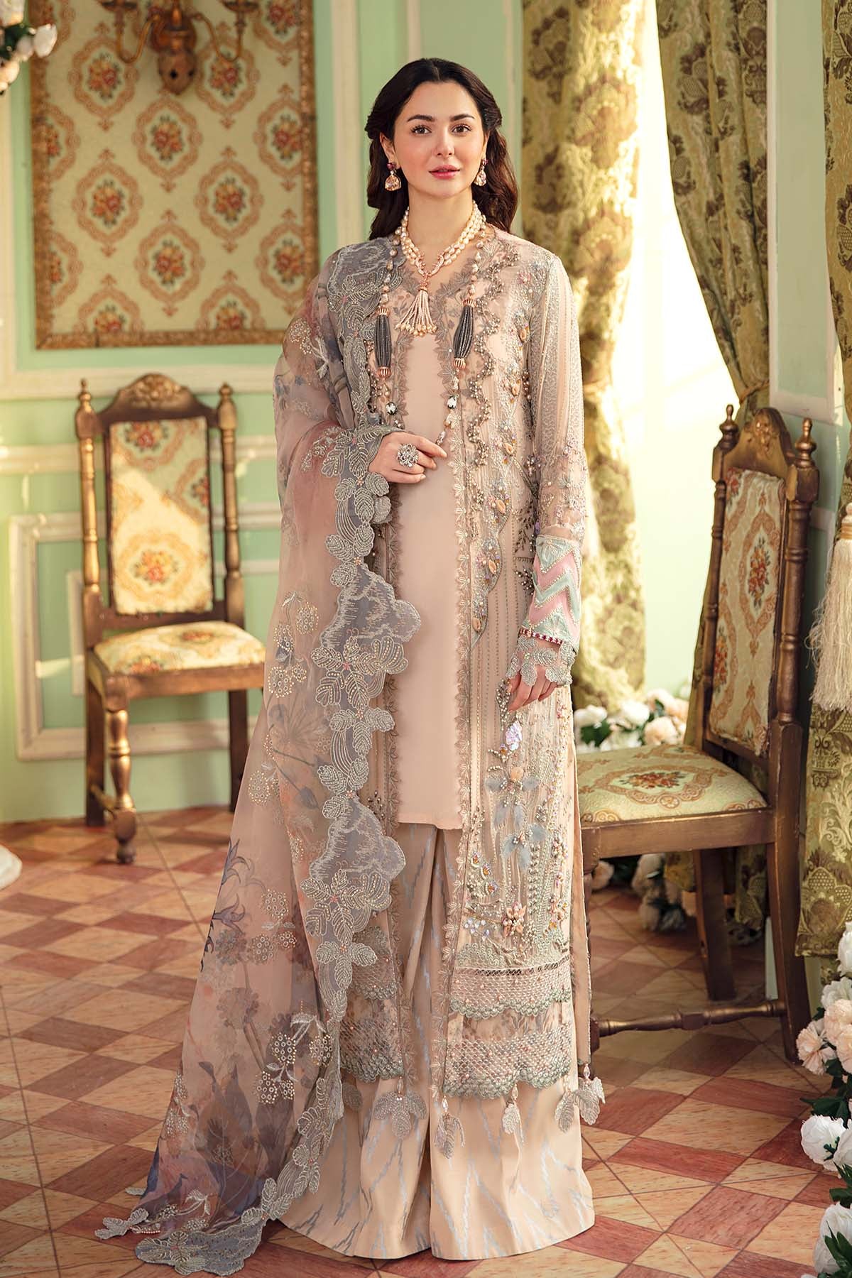 ROSE CLAIRE NL-30 | Nureh The Secret Garden Luxury Formals Collection 2022 | Unstitched Embroidered Chiffon Suits