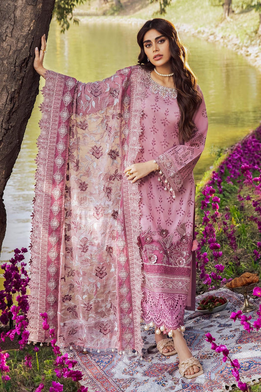 PETAL PINK NI-32 | Nureh Blooming Summers Exclusive  Luxury Lawn Collection 2022 | Unstitched Embroidered Lawn Suits