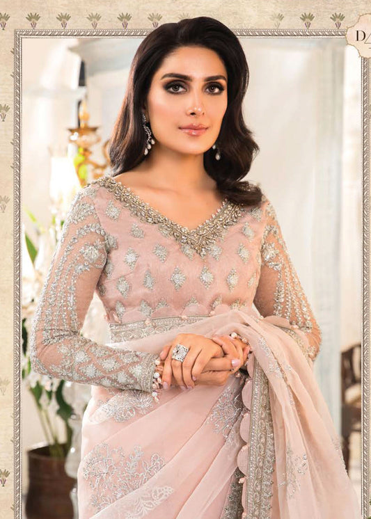Rose Pink and Lilac (BD-2404) | Maria B Mbroidered Heritage Edition 2022 | Unstitched Embroidered Net Saree