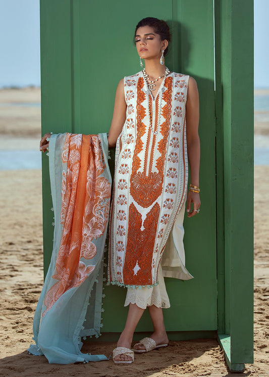 Stories of Santorini - 1A - Mandarin | Crimson Serendipity Luxury Lawn Collection 2022