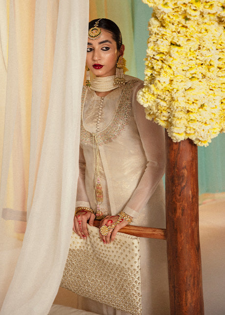Aks  | Hussain Rehar Khawab Ghar Eid Luxury Pret RTW Collection 2022 | Stitched Organza Silk Suit