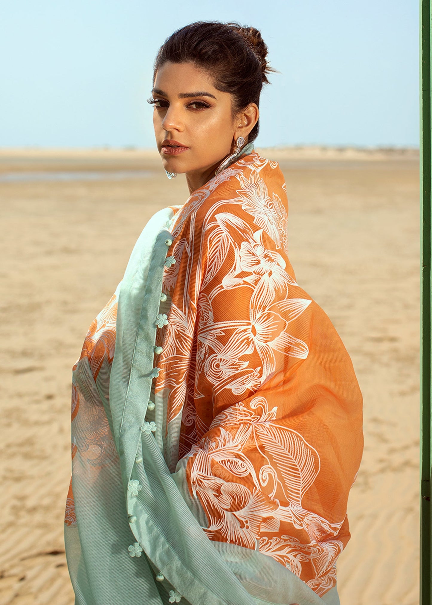 Stories of Santorini - 1A - Mandarin | Crimson Serendipity Luxury Lawn Collection 2022