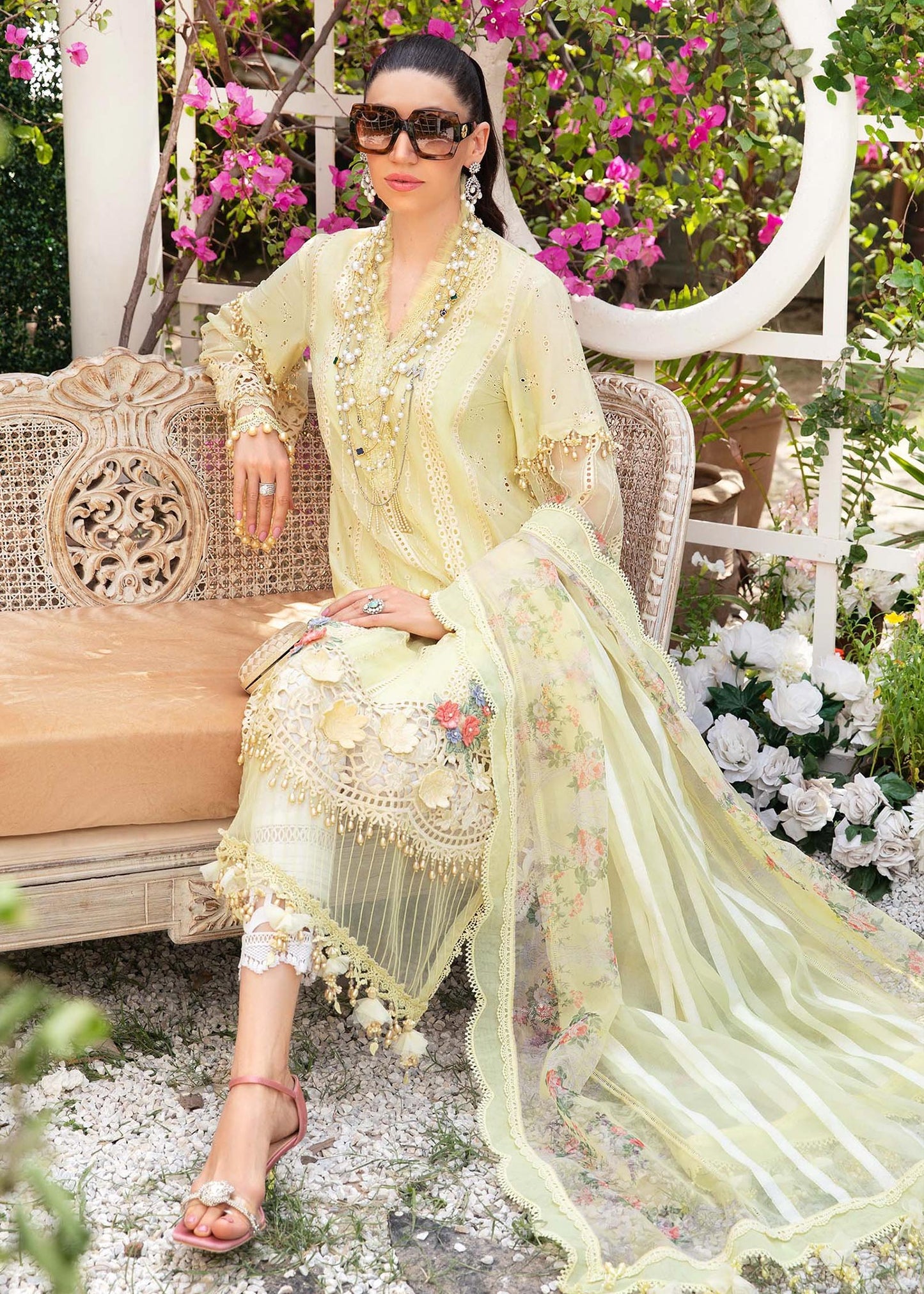 EL-22-04-Yellow | Maria.B. Lawn Eid Collection 2022 | Unstitched Embroidered Lawn Suit