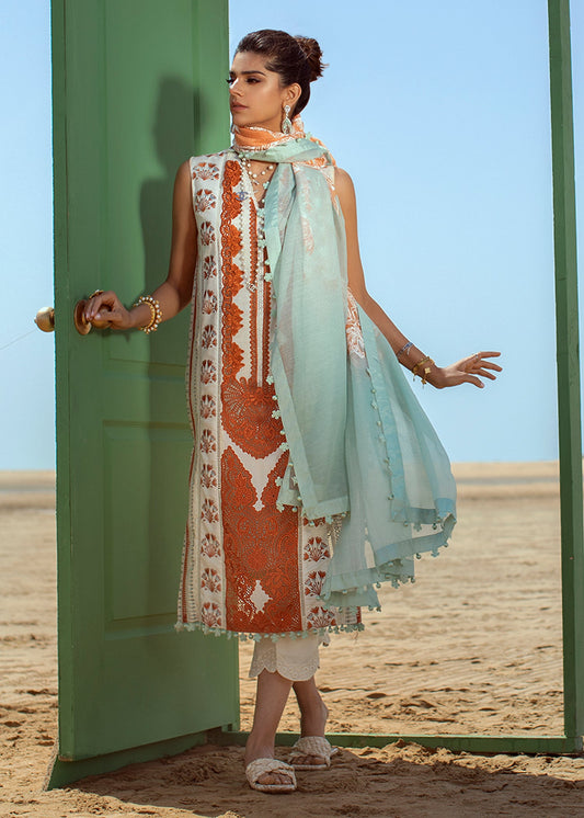 Stories of Santorini - 1A - Mandarin | Crimson Serendipity Luxury Lawn Collection 2022