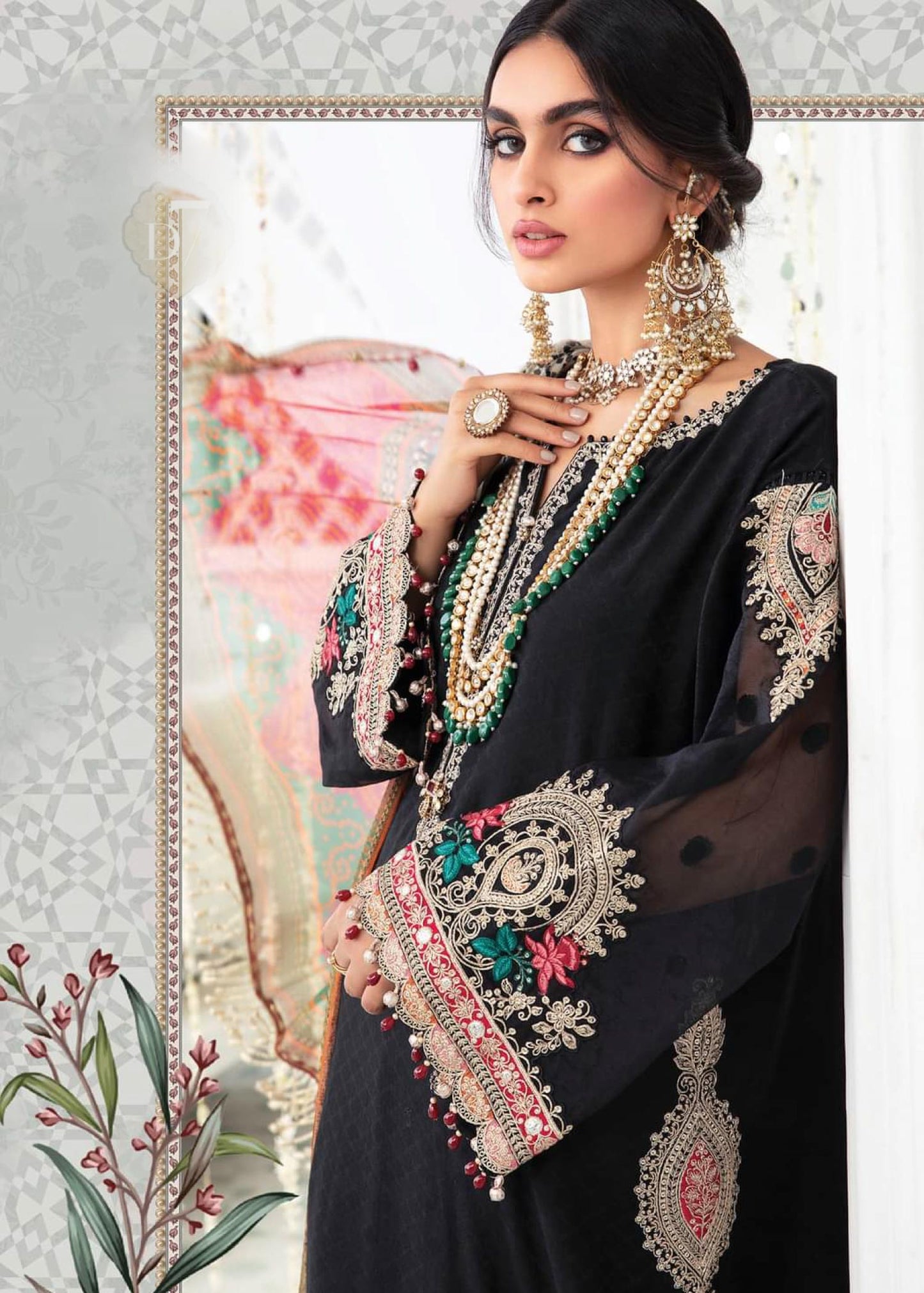 EL-22-07-Black | Maria.B. Lawn Eid Collection 2022 | Unstitched Embroidered Lawn Suit