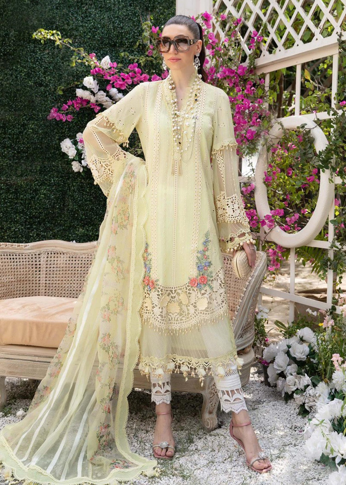 EL-22-04-Yellow | Maria.B. Lawn Eid Collection 2022 | Unstitched Embroidered Lawn Suit