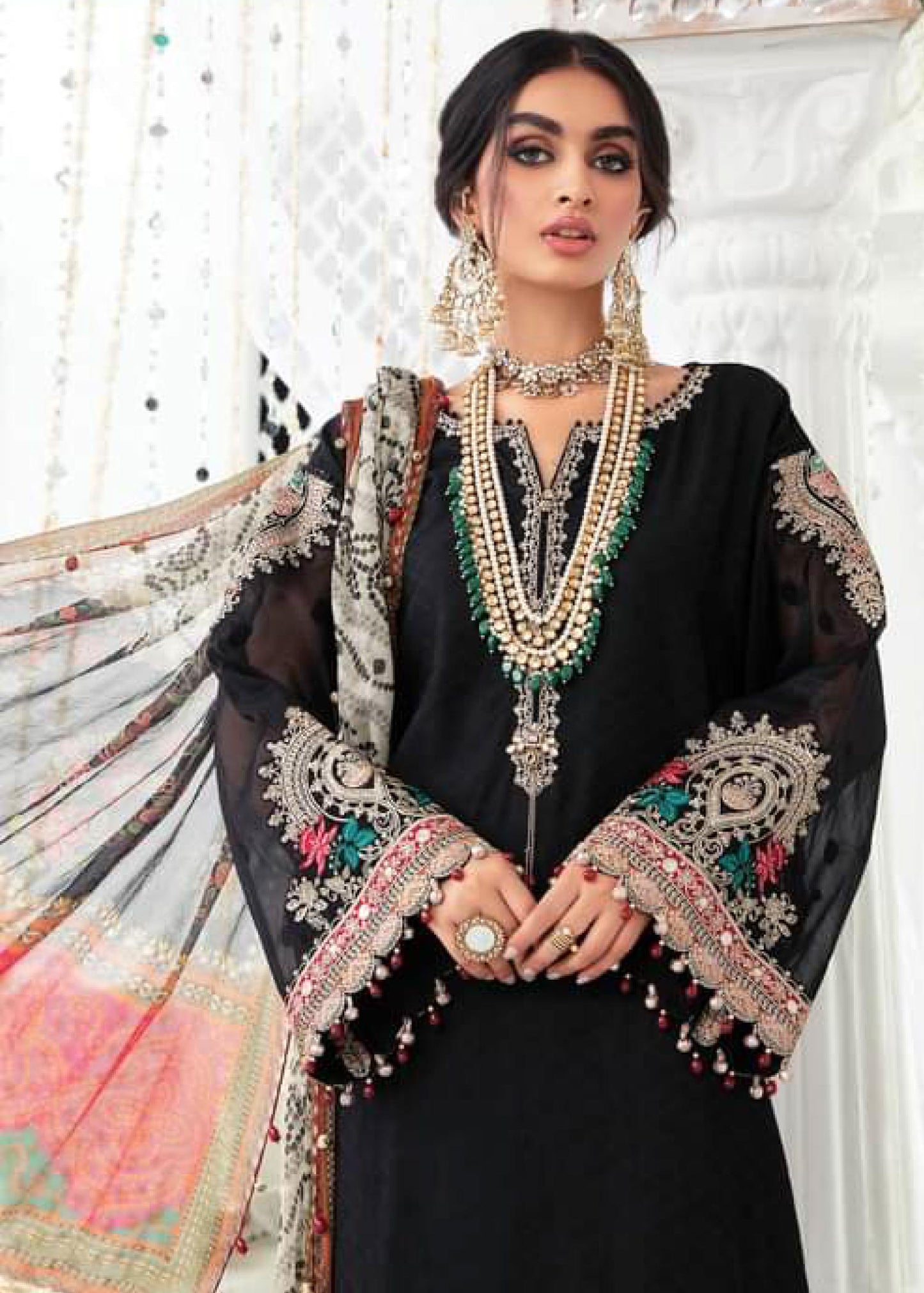 EL-22-07-Black | Maria.B. Lawn Eid Collection 2022 | Unstitched Embroidered Lawn Suit
