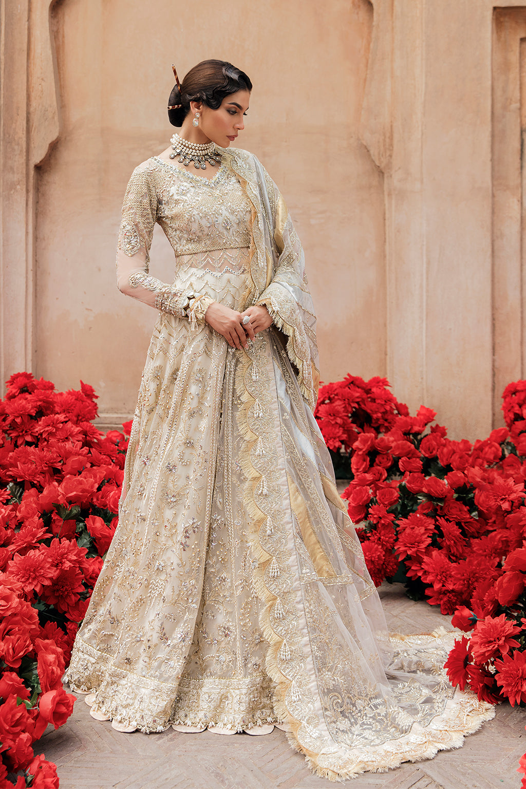 Mahru | Afrozeh Brides Collection 2022 | Stitched Unstitched Embroidered Net Bridal Suit