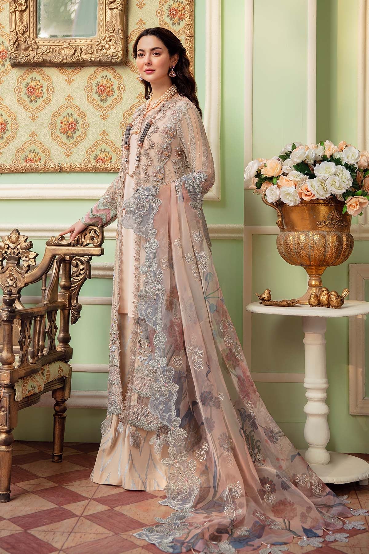 ROSE CLAIRE NL-30 | Nureh The Secret Garden Luxury Formals Collection 2022 | Unstitched Embroidered Chiffon Suits