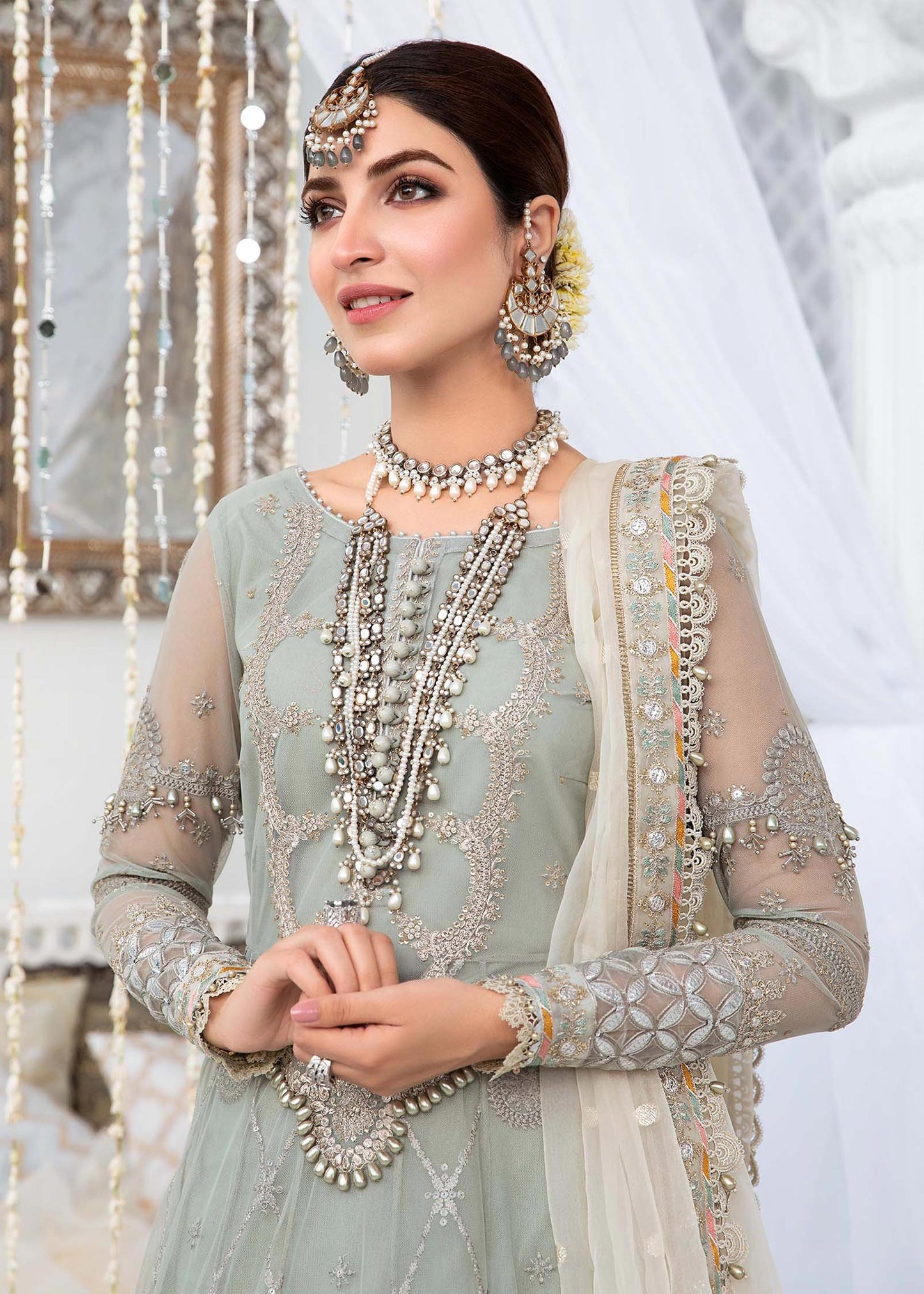 EL-22-03-Pista Green | Maria.B. Lawn Eid Collection 2022 | Unstitched Embroidered Lawn Suit